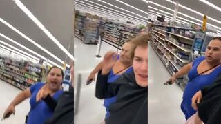 DO NOT take pictures of me - guy in a dress drags someone out of a store