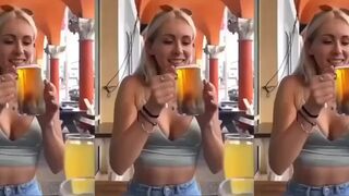 Woman chugs beer in less than 5 seconds
