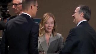 Italy PM Giorgia Meloni rolling her eyes at NATO summit
