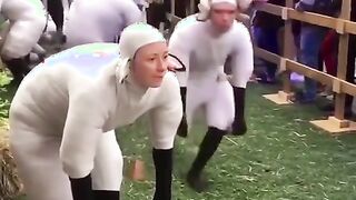 Just people dressed as sheep, totally normal