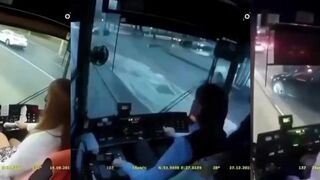 Bus drivers staying super calm while crashing