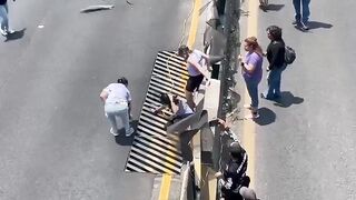 FAFO: Protester wiped out by big red jeep