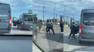 Amazon driver fights off carjacker