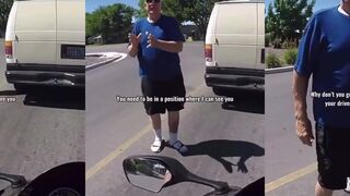 Van driver gives biker a reminder, then the passenger got out too