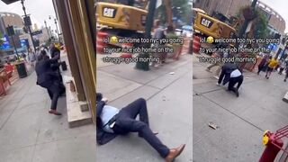 NYC Suit Guy vs BUM in street fight