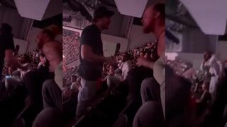 Fans fight in the stands at UFC 302