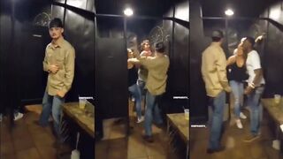 Guy snaps after finding his woman in bathroom stall with another man