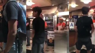 Kid tries fighting employee, doesn't work out too well