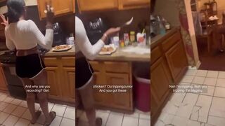 Son comes home to see his dad with his wife eating chicken