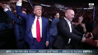 Donald Trump makes surprise visit at UFC event, walks out to cheers with Dana White