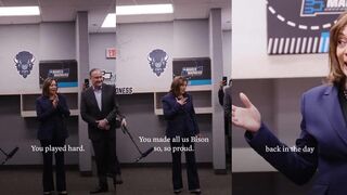 Kamala Harris talks to silent locker room after March Madness blowout