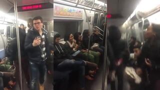 All out chaos breaks out in violent subway video