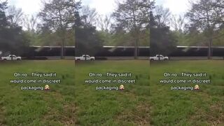 Your mom's package finally arrived, but wasn't discreet