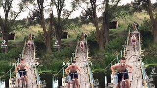 Dude faceplants so hard crossing the bridge on bike