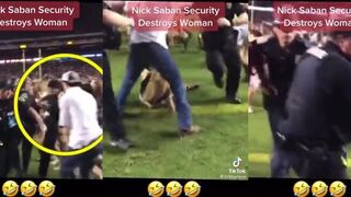 Nick Saban security Destroys female fan