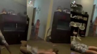 Guy shocks himself until he hits the floor face down