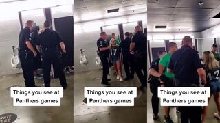 Eagles fans busted in Panthers bathroom kinda sus