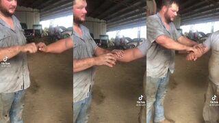 Big dude falls for prank that makes him look gay