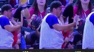 Guy drops baby to catch baseball, but this ends better than you think
