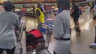 She Trippin! lady DROPS Walmart worker, walks out right after