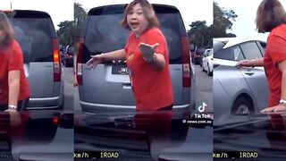 Woman jumps in front of car for dumbest reason ever