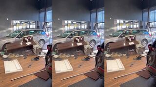 Guy crashes car through dealership when denied a return