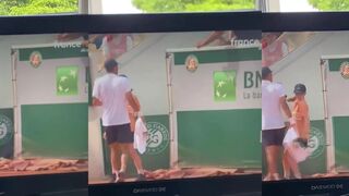 Tennis player Rafa Jodar SHOVES the ball girl out of the way